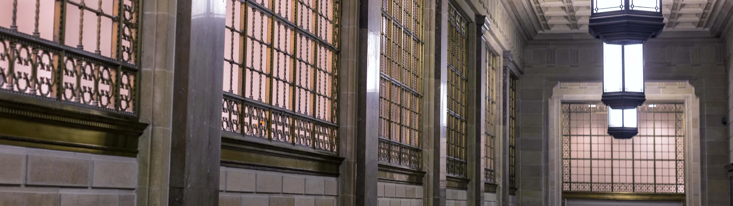 Courthouse Hallway with Light Fixture