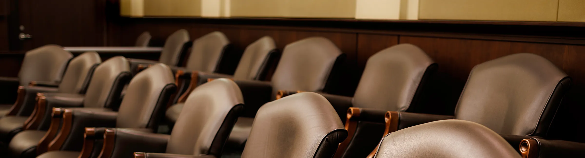 Jurors chairs in a courtroom