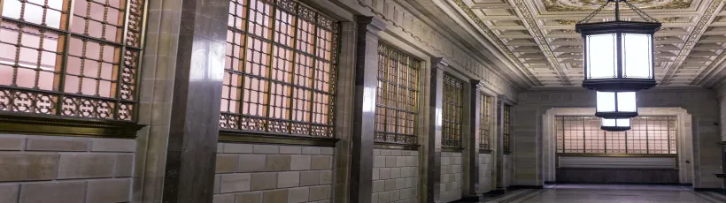 Courthouse Hallway with Light Fixture