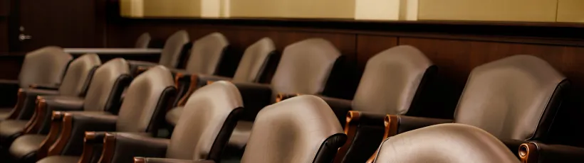 Jurors chairs in a courtroom