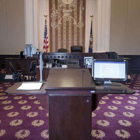 Evidence presentation center in the ALMD district judge courtrooms