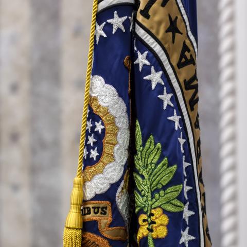 Great Seal of the District Court on a flag